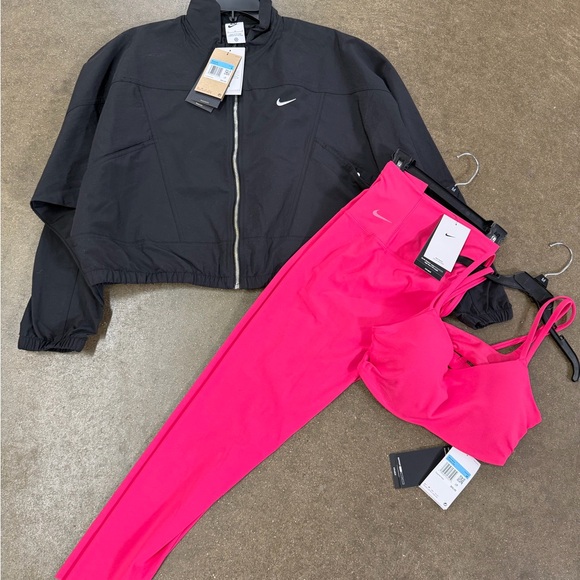 Nike Jackets & Blazers - Nike Black Jacket and Pink legging sports bra Set 3PCS
